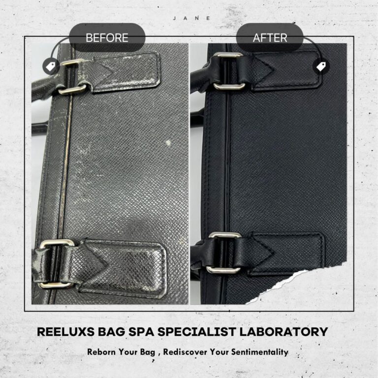 Louis Vuitton Porte Documents Voyage Taiga Leather Scuffed Faded Color Restoration Refurbishment