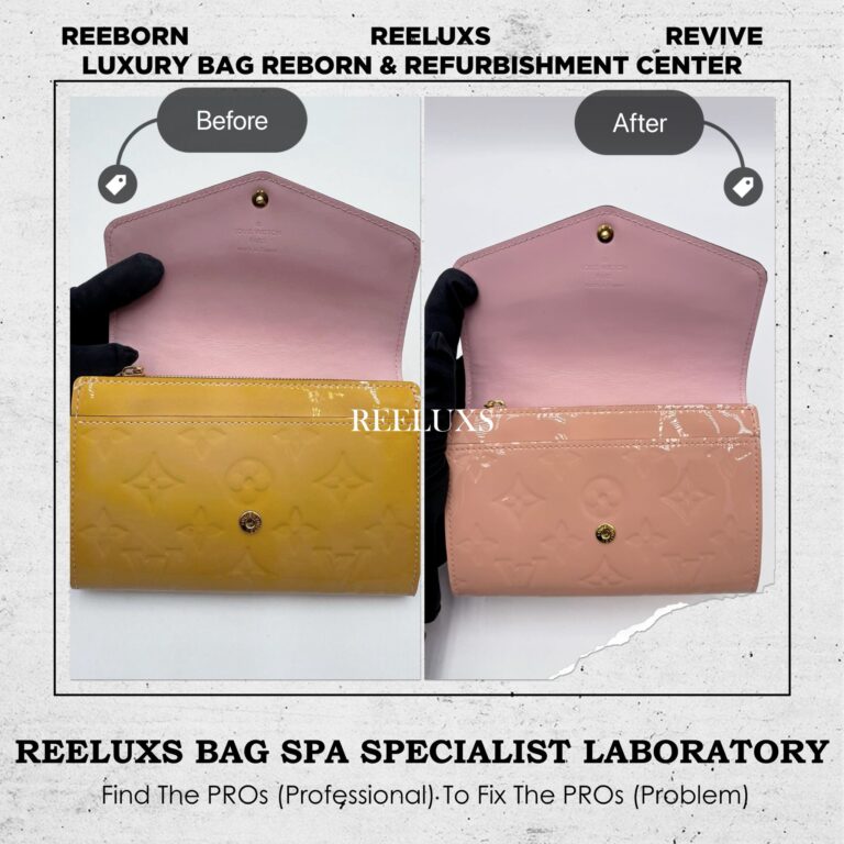 Louis Vuitton Patent Leather Wallet Color Oxidation Discoloration Restore to Rose Pink Color