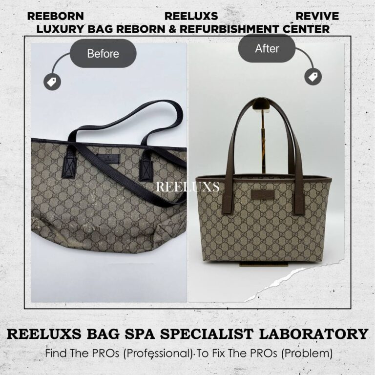 Gucci GG Canvas Tote Bag Canvas Peeling Leather Color Faded Canvas Refurbishment Leather Color Restoration