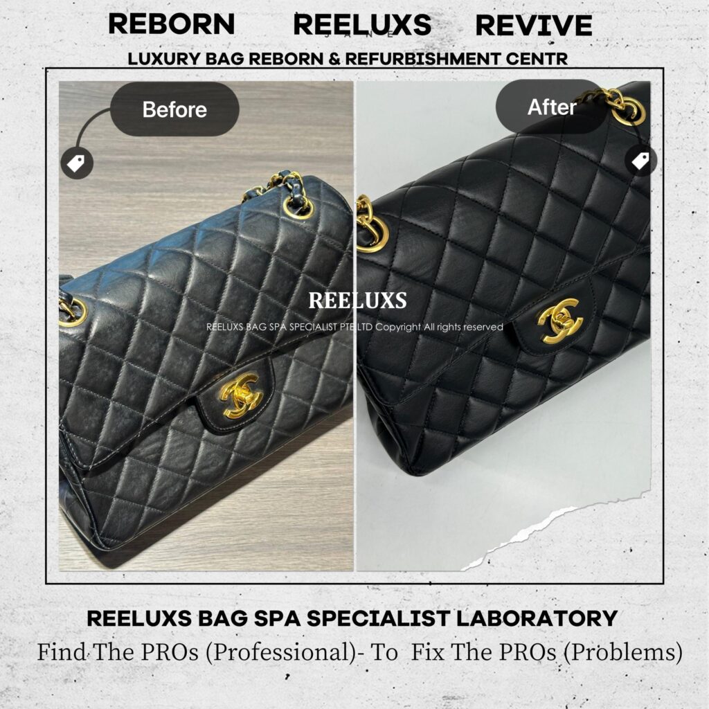 CLASSIC DOUBLE FLAP BAG LAMBSKIN LEATHER BLACK WITH GOLD HARDWARE MOLD SPOT… — frame 1