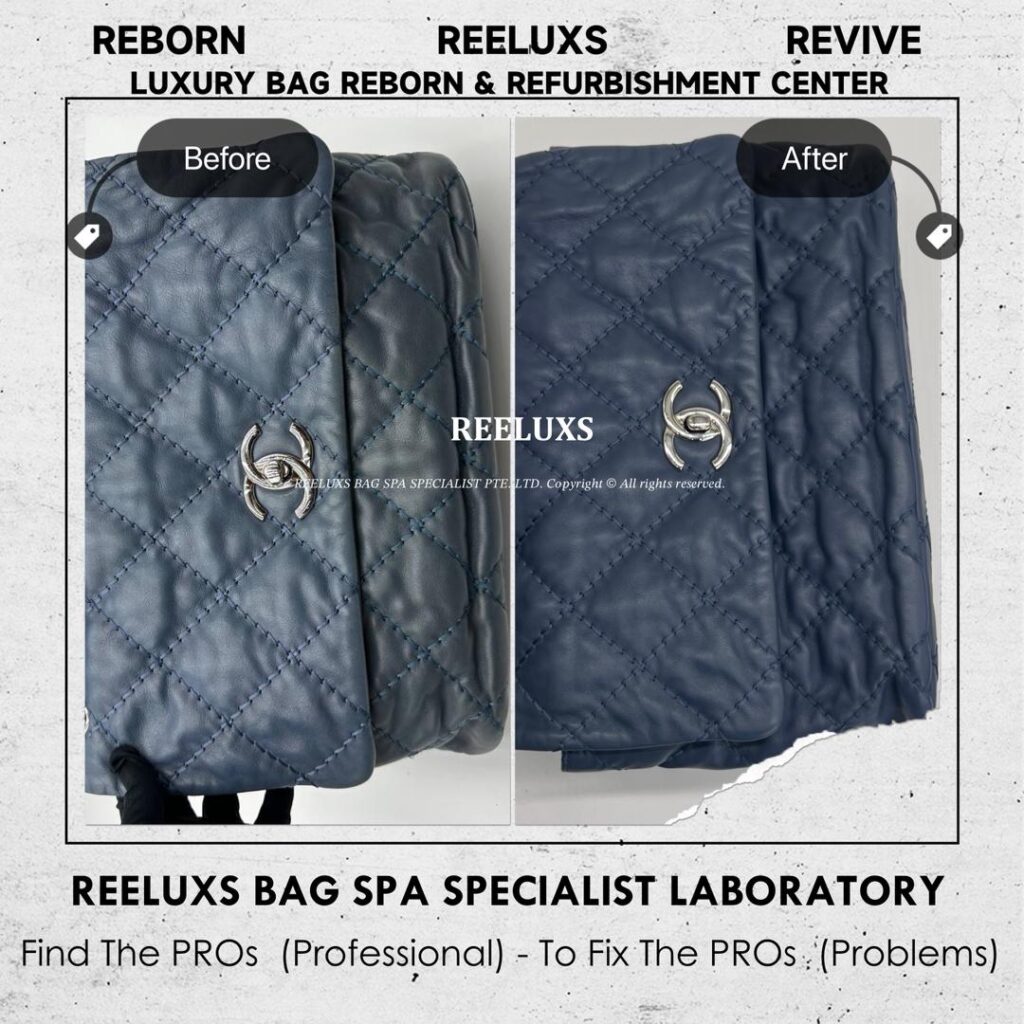 QUILTED NYLON CLASSIC FLAP SHOULDER BAG IN BLUE DISCOLORATION — frame 1