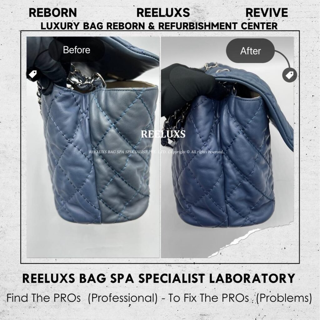 QUILTED NYLON CLASSIC FLAP SHOULDER BAG IN BLUE DISCOLORATION — frame 2