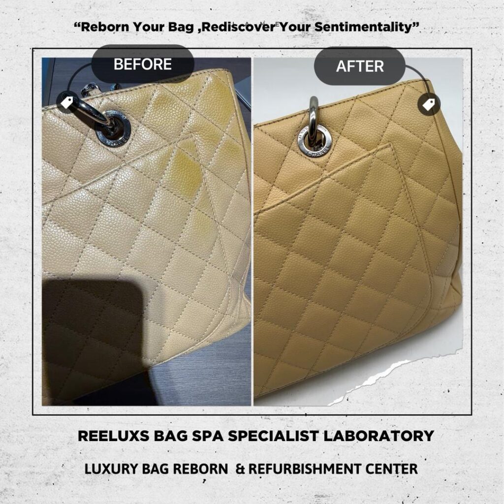 GRAND SHOPPING TOTE GST BAG IN BEIGE CAVIAR LEATHER YELLOWISH STAINS DICOLORATION… — frame 1