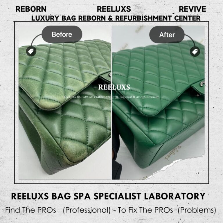Chanel CLASSIC FLAP BAG LAMBSKIN LEATHER DISCOLORATION COLOR RESTORATION