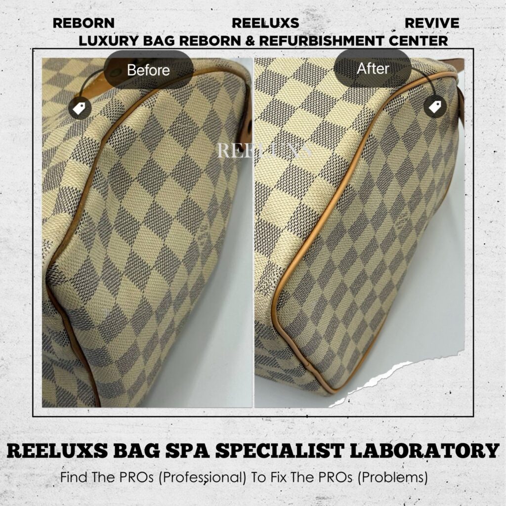 SPEEDY 30 DAMIER AZUR CANVAS WITH VACHETTA LEATHER HEAVY STAINS PULLER BROKEN… — frame 6