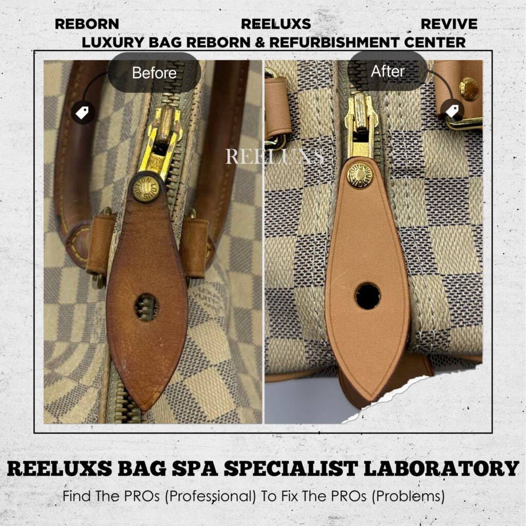 SPEEDY 30 DAMIER AZUR CANVAS WITH VACHETTA LEATHER HEAVY STAINS PULLER BROKEN… — frame 5
