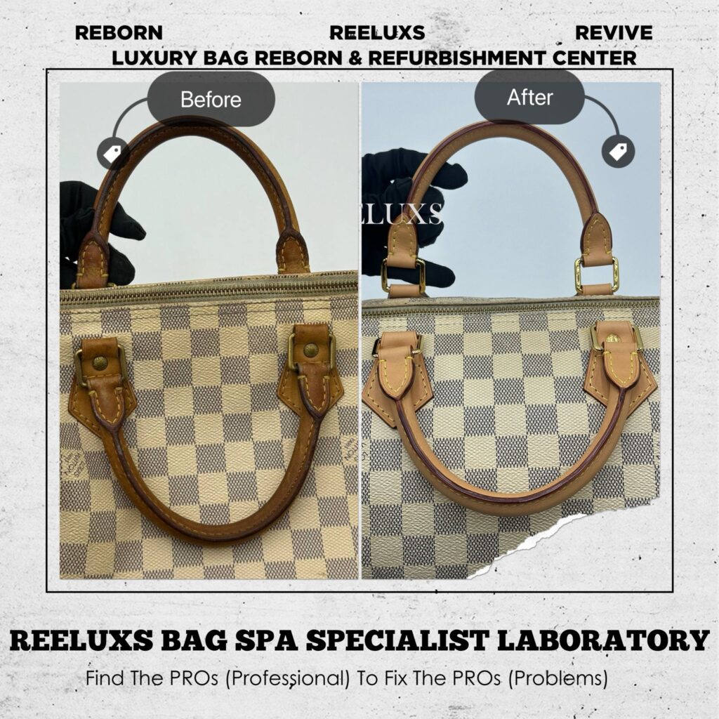 SPEEDY 30 DAMIER AZUR CANVAS WITH VACHETTA LEATHER HEAVY STAINS PULLER BROKEN… — frame 4