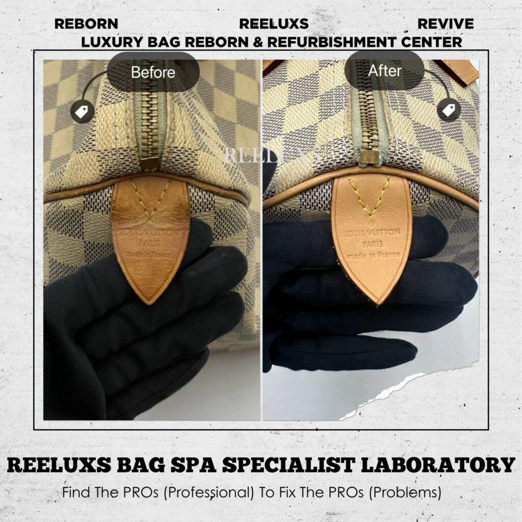 SPEEDY 30 DAMIER AZUR CANVAS WITH VACHETTA LEATHER HEAVY STAINS PULLER BROKEN… — frame 3