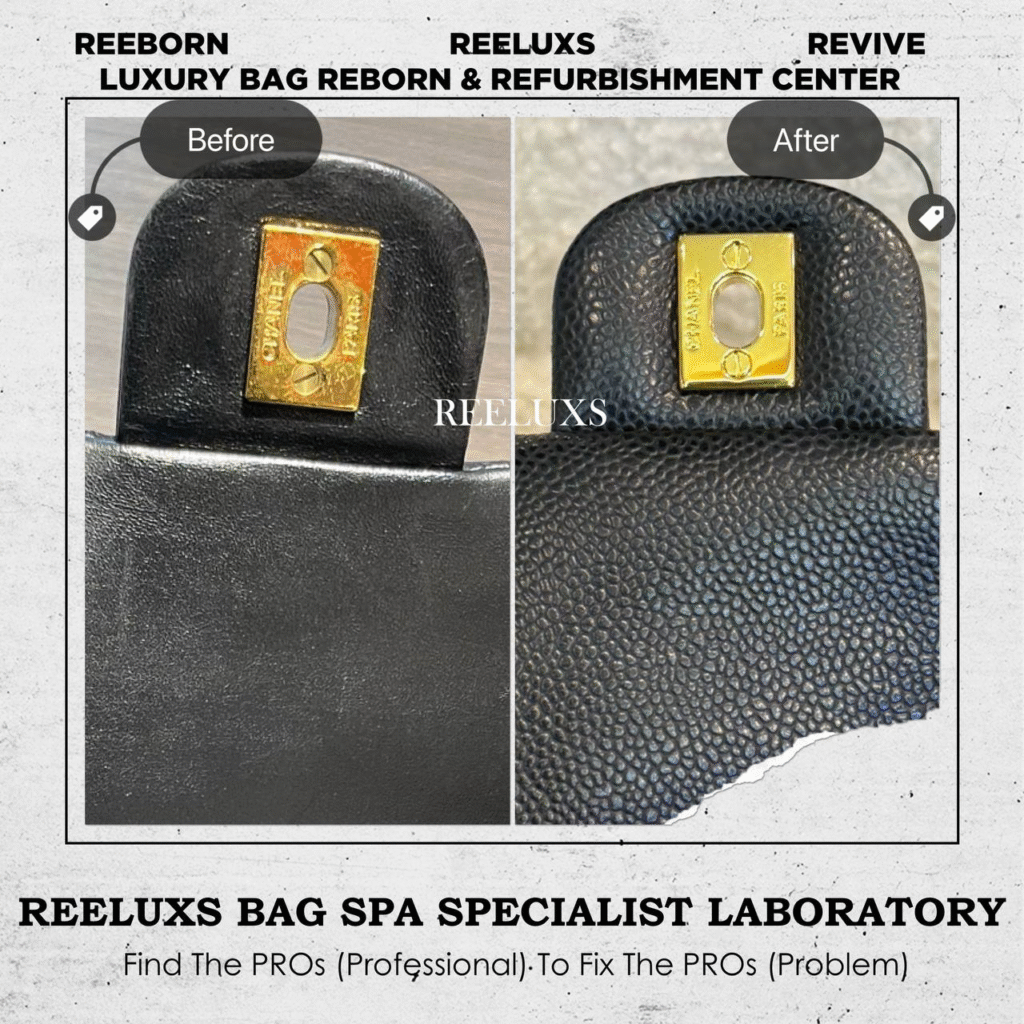CLASSIC FLAP BAG LAMBSKIN LEATHER REFURBISHMENT TO CAVIAR LEATHER — frame 2