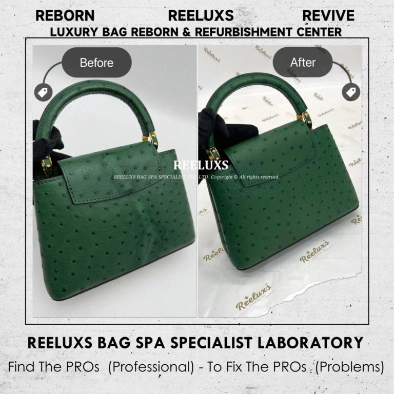 Louis Vuitton CAPUCINES MINI OSTRICH LEATHER DISCOLORATION COLOR RESTORATION