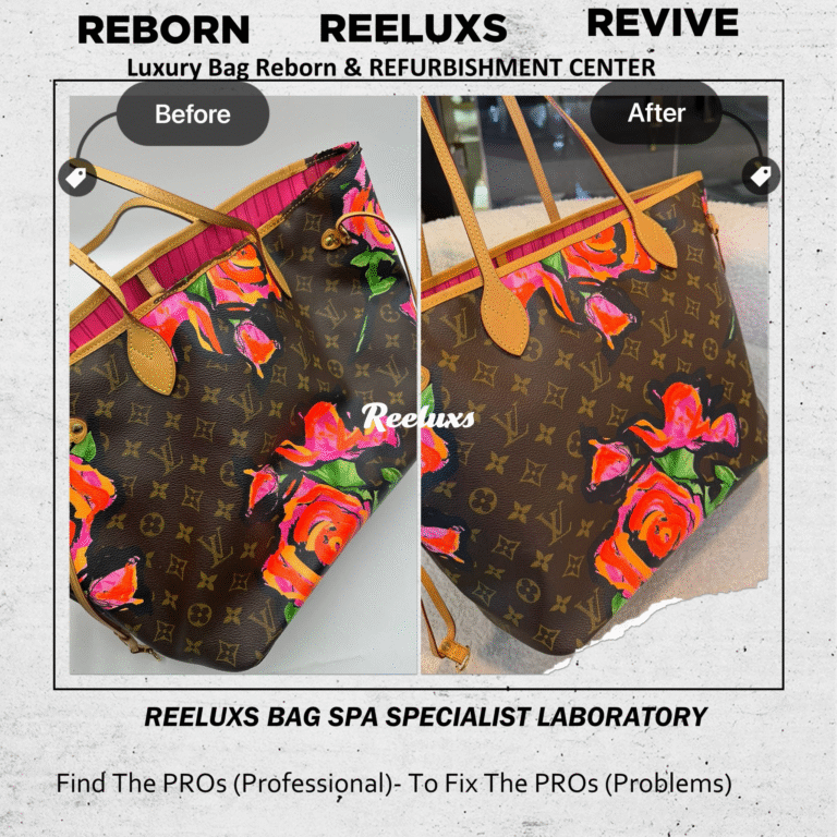 Louis Vuitton NEVERFULL MONOGRAM CANVAS WITH VACHETTA LEATHER CHAMICAL DAMAGE REFURBISHMENT