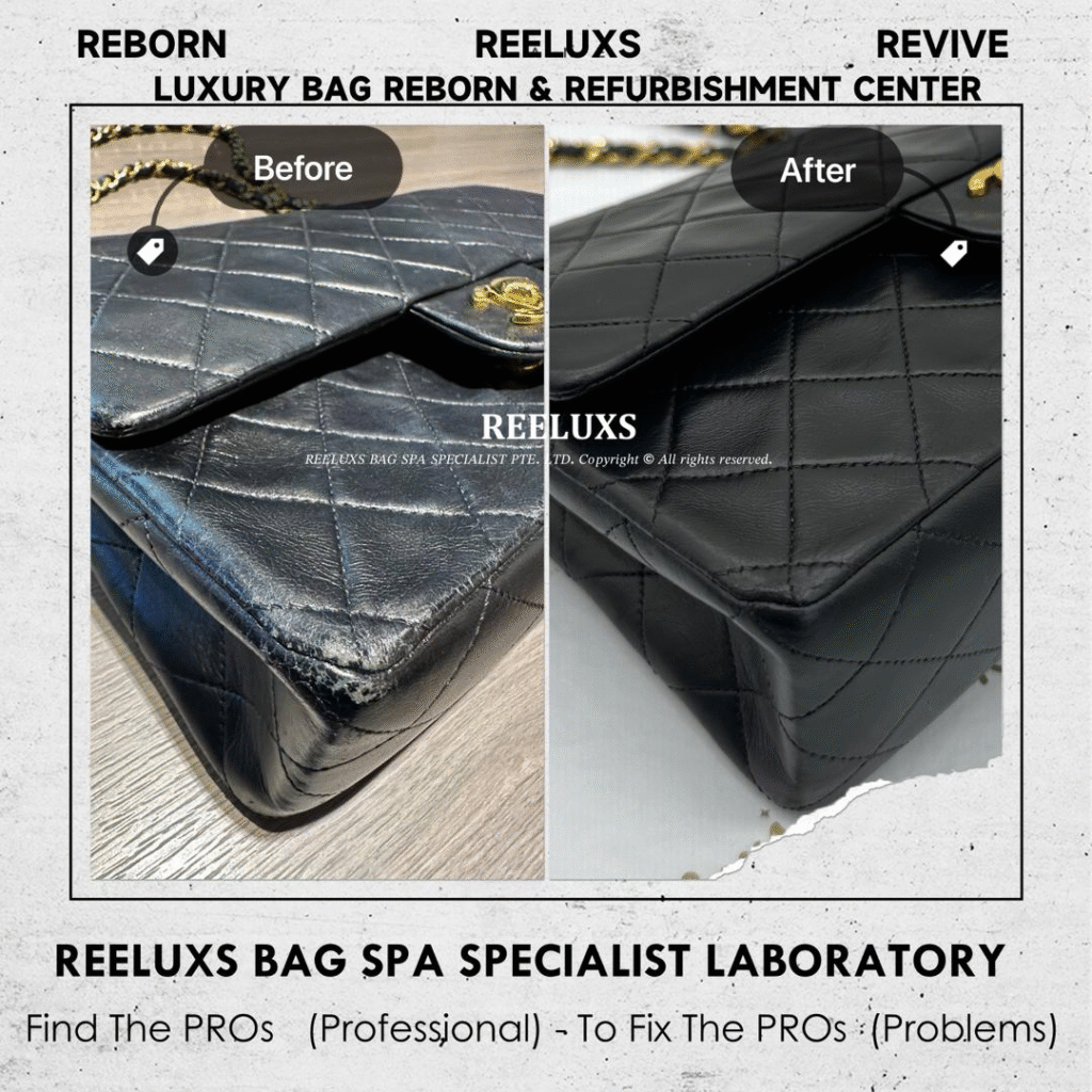 CLASSIC DOUBLE FLAP BAG BLACK LAMBSKIN LEATHER PEELING EXTERIOR SCRATCHES PEELING &… — frame 1