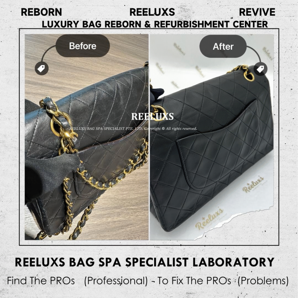 CLASSIC DOUBLE FLAP BAG BLACK LAMBSKIN LEATHER PEELING EXTERIOR SCRATCHES PEELING &… — frame 2