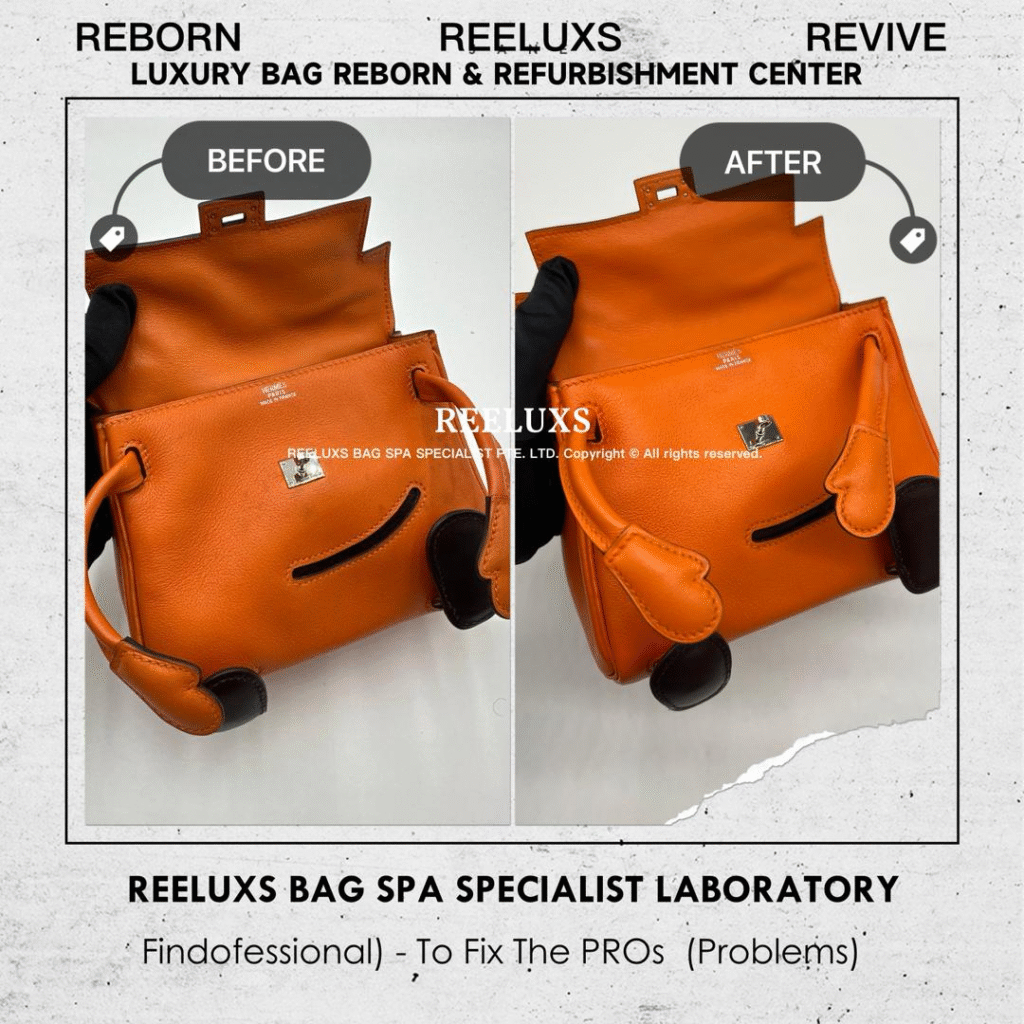 KELLY DOLL ORANGE SWIFT LEATHER BAG MOLD OXIDATION CORNER PEEL OFF MOLD… — frame 2