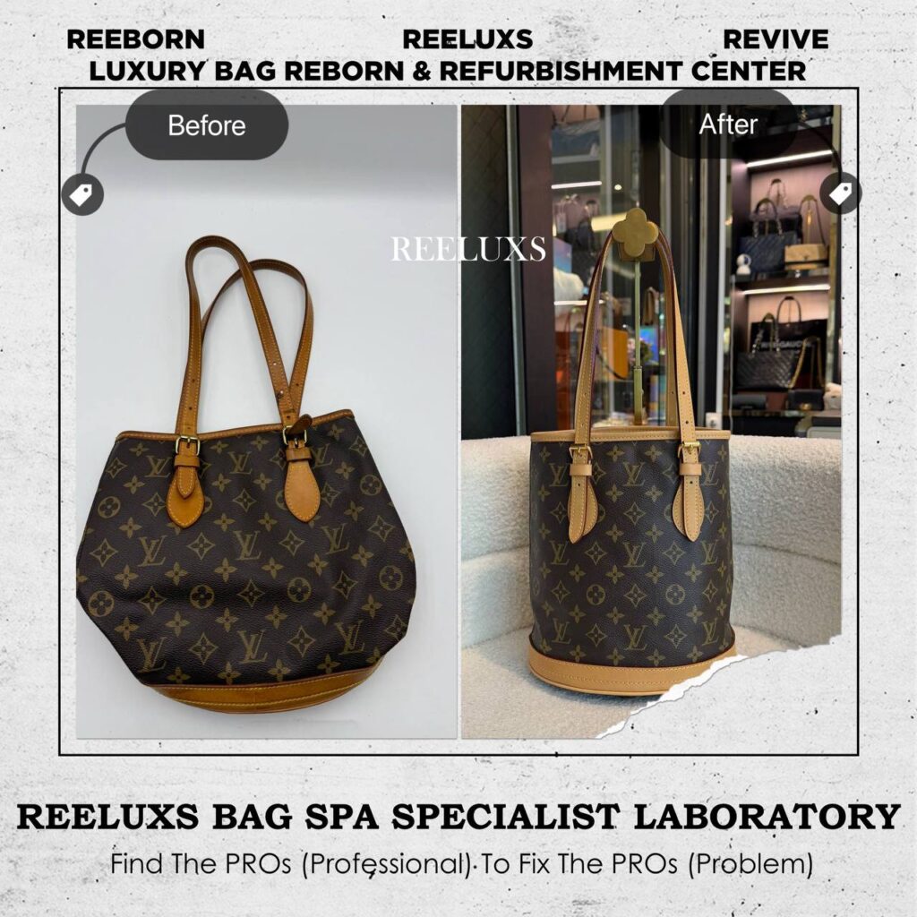 MONOGRAM PETIT BUCKET BAG LEATHER OXIDATION INNER FABRIC LINNING DISCOLORATION LEATHER LINNING… — frame 1