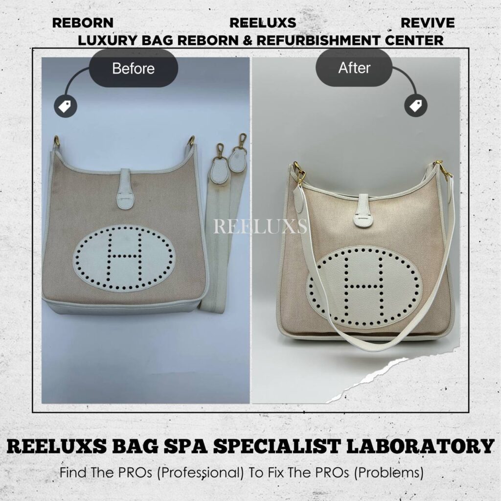 ÉVELYNE TPM WHITE CLEMENCE LEATHER BAG BLACK MARK STAINS FABRIC STRAP TEAR… — frame 1