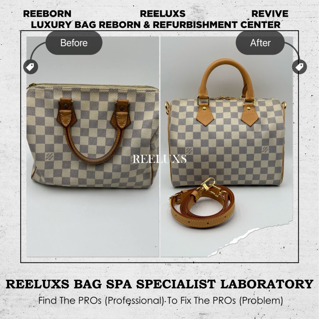 Speedy Handbag Vachetta fully stain heavy wear&tear Vachetta Replacement Long Strap Design… — frame 1