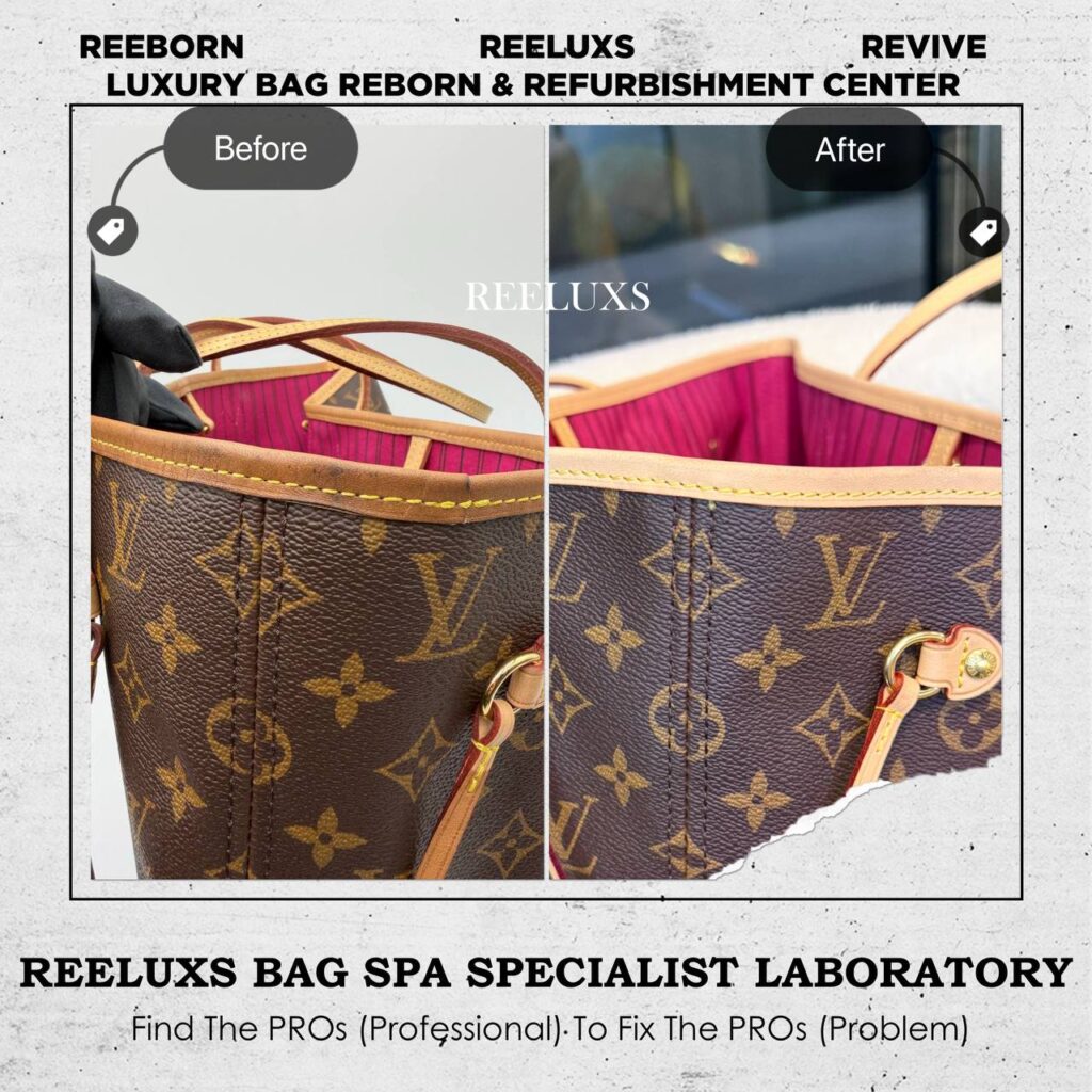 Neverfull Handbag Vachetta Chemical Damage Vachetta Replacement — frame 3
