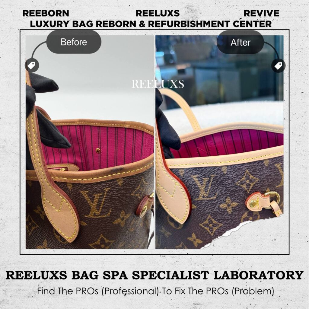 Neverfull Handbag Vachetta Chemical Damage Vachetta Replacement — frame 2