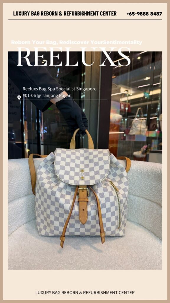 Damier Azur Sperone Backpack Canvas Yellowish Stain Removal — frame 2