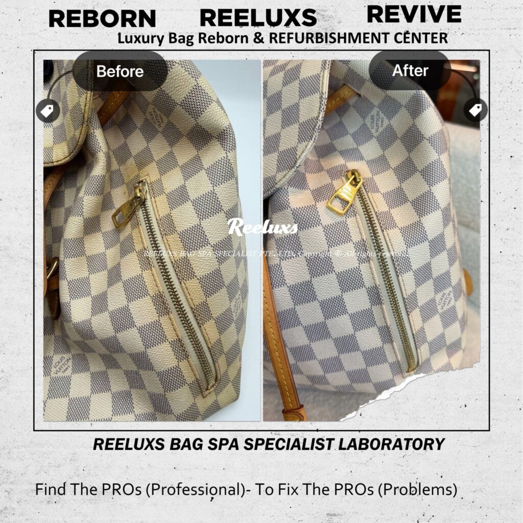 Damier Azur Sperone Backpack Canvas Yellowish Stain Removal — frame 3