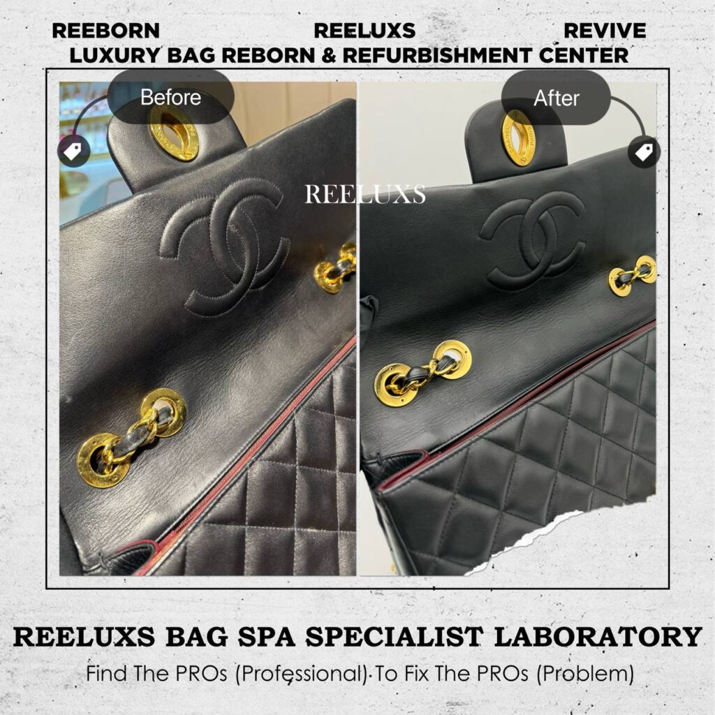 Classis Flap Bag Chain leather Broken Color Faded Chain Leather Repairing — frame 3