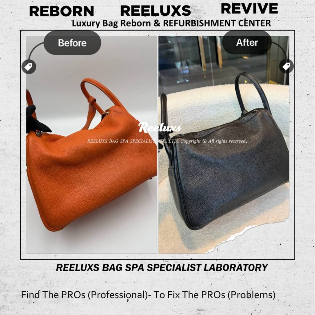Lindy Orange Clemence Leather Bag Colour Restoration to Black — frame 3