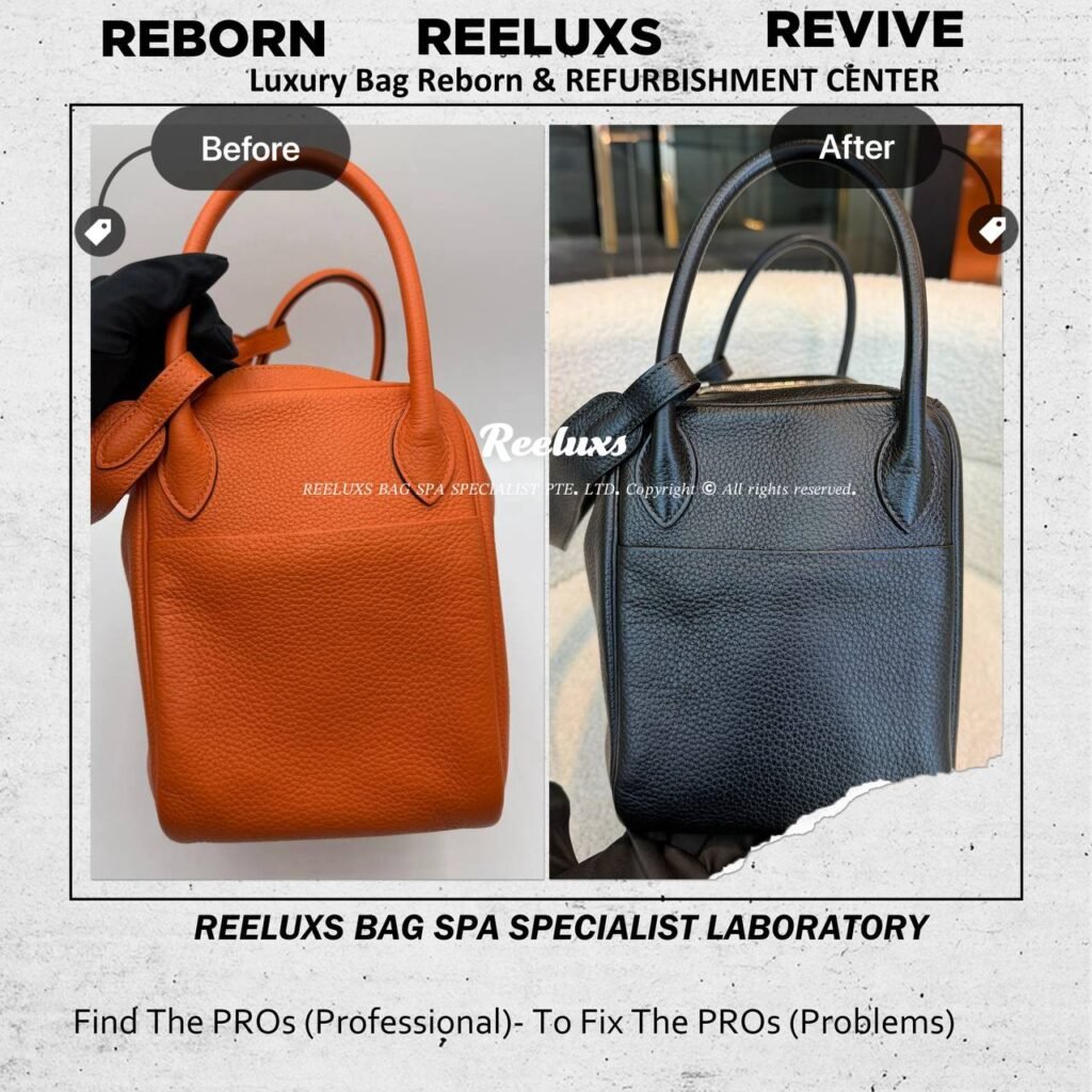 Lindy Orange Clemence Leather Bag Colour Restoration to Black — frame 4