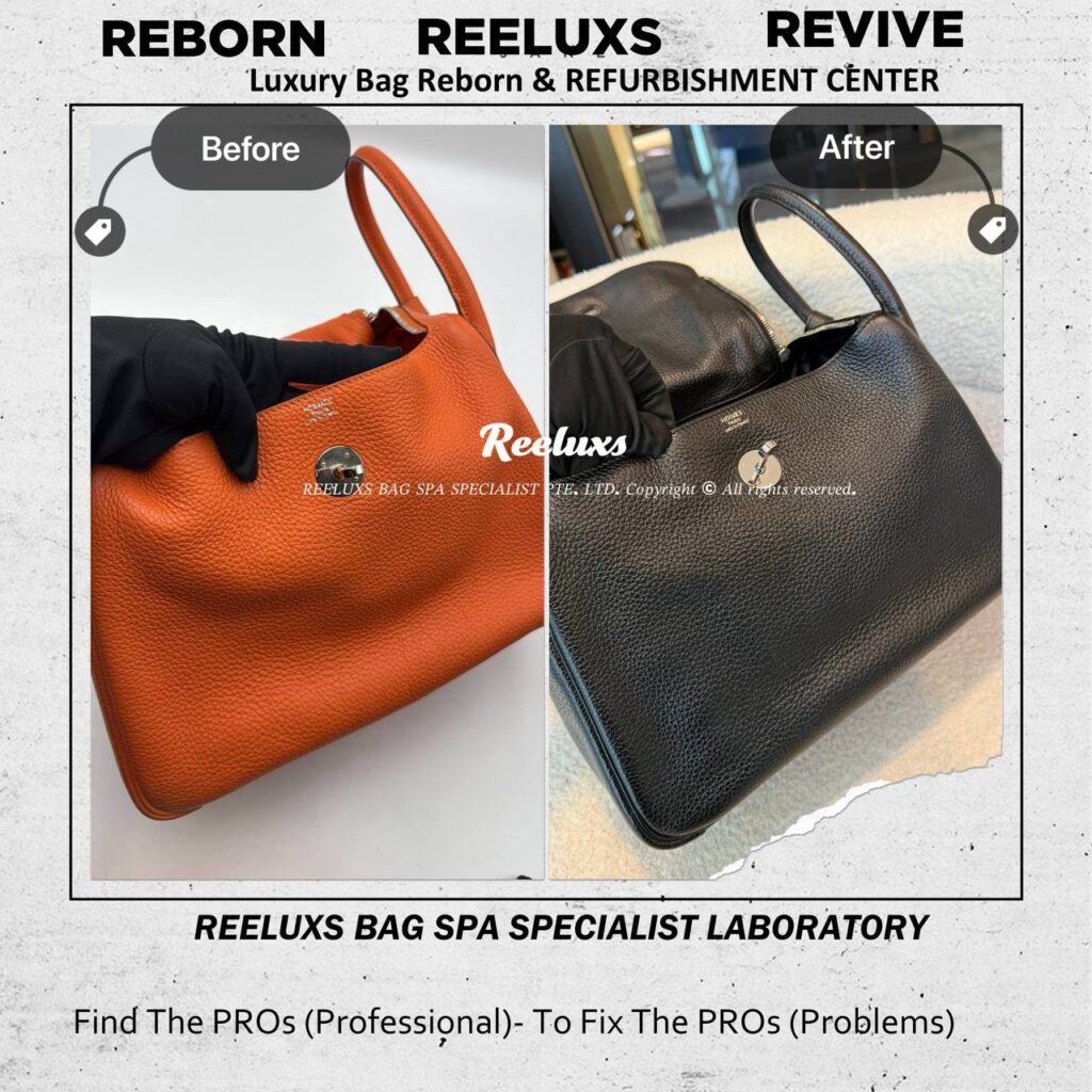 Lindy Orange Clemence Leather Bag Colour Restoration to Black — frame 1