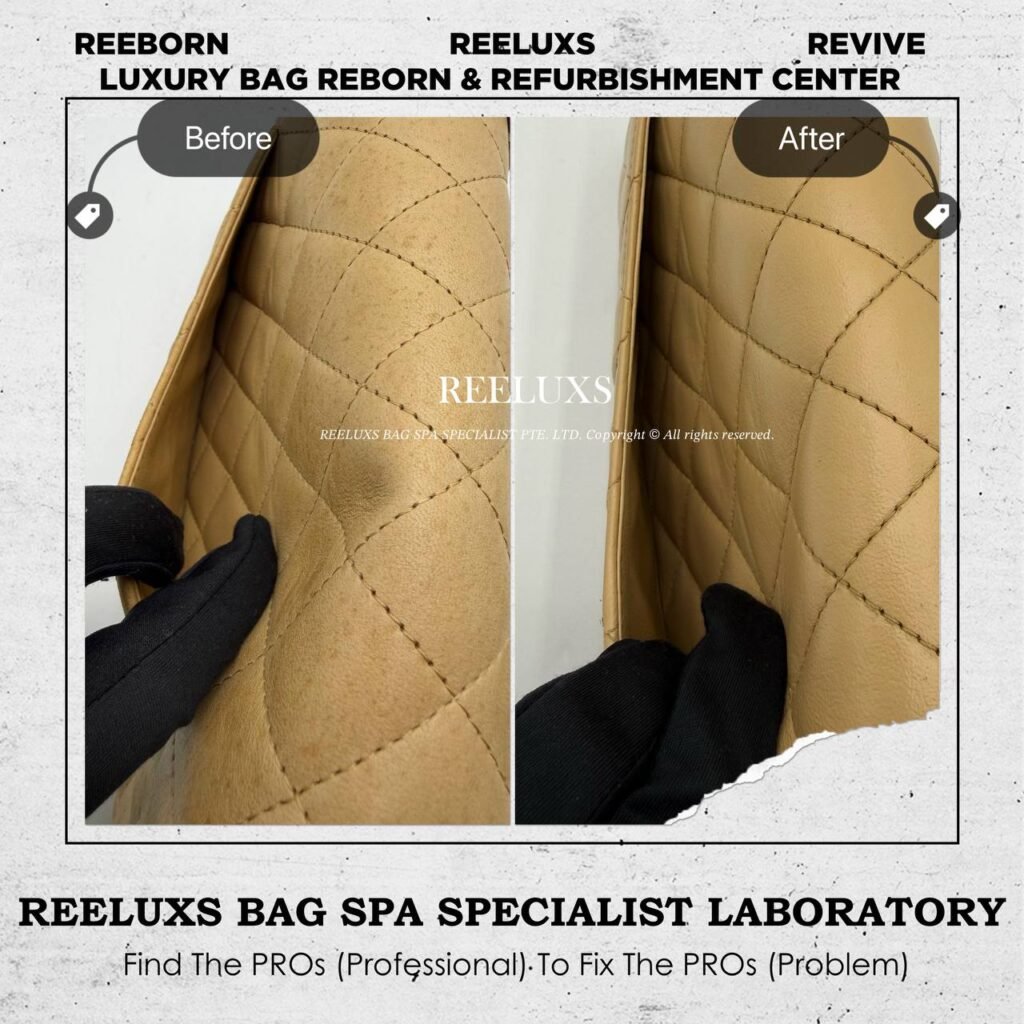 Classic Flap Beige Lambskin Mold Spot Oxidation Color Faded — frame 3