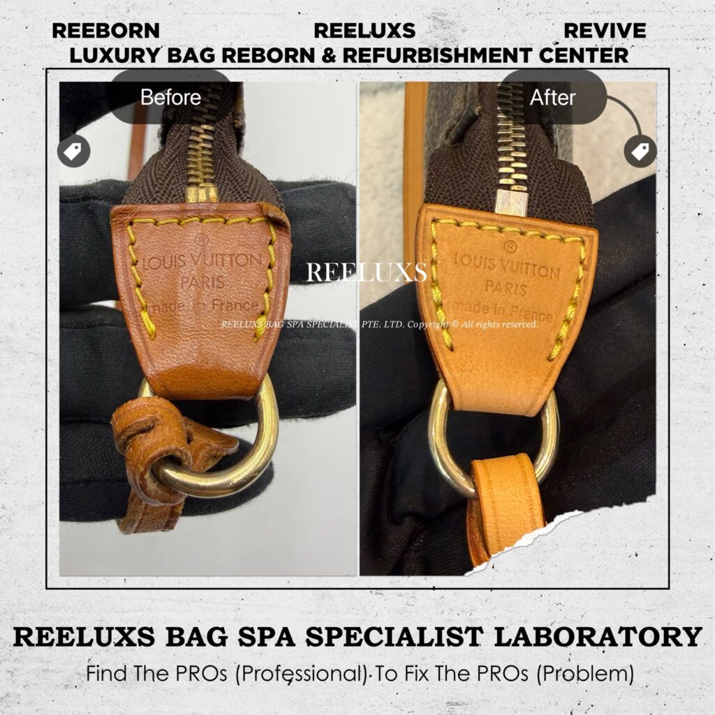 Pochette Accessoires Vachetta Leather Cracking Oxidation Main Zipper Broken — frame 1