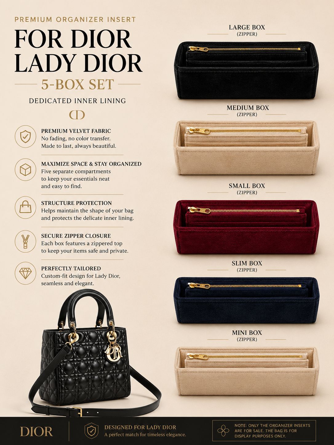 REELUXS Velvet Organizer - Dior Lady Size Guide 1 REELUXS Velvet Organizer - Dior Lady Size Guide