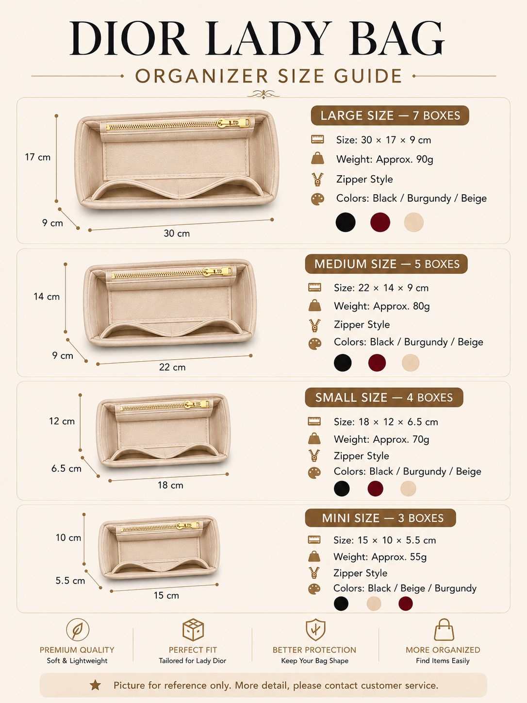 REELUXS Velvet Organizer - Dior Lady Size Guide 3 REELUXS Velvet Organizer - Dior Lady Size Guide - Image 3
