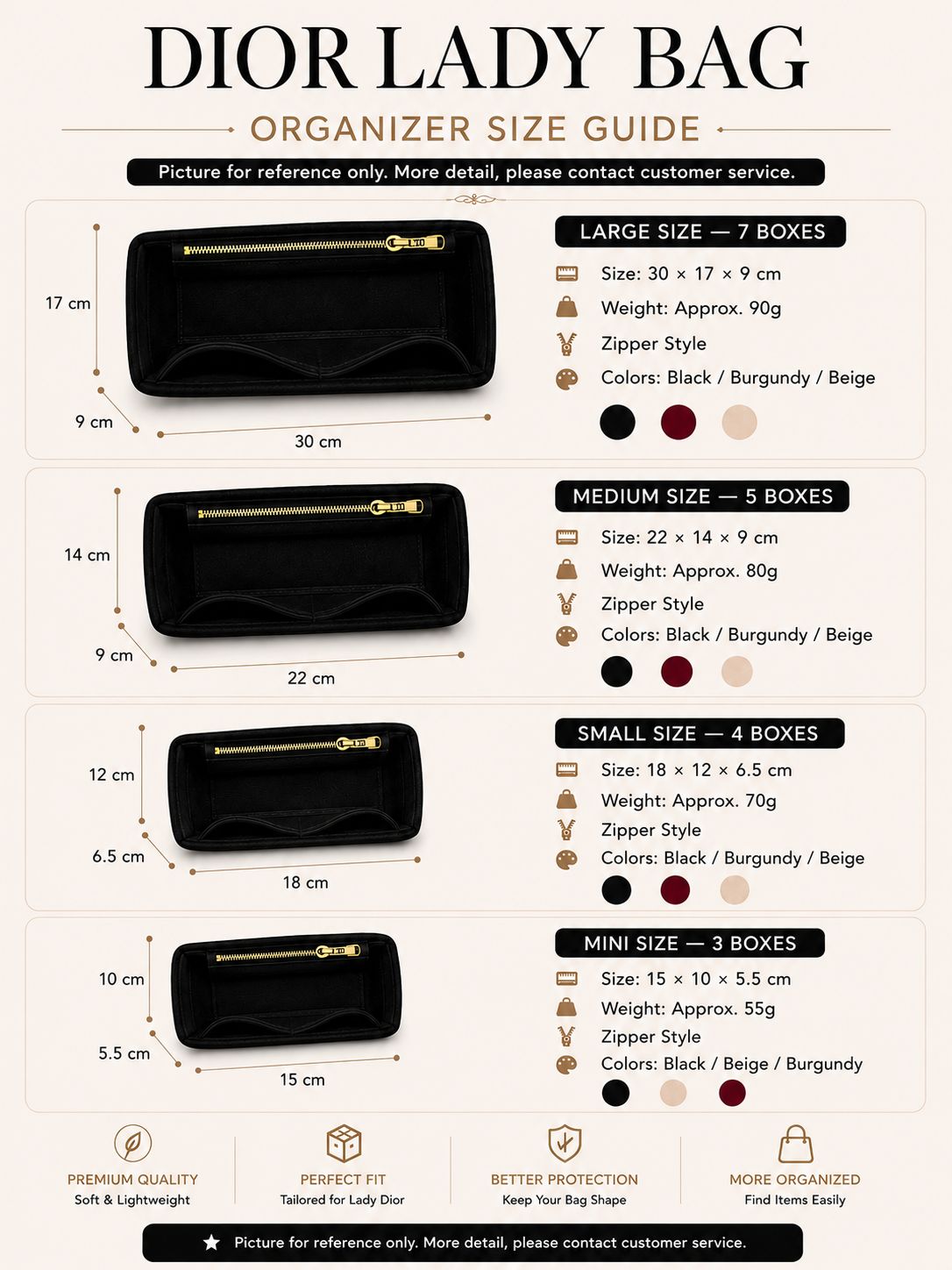 REELUXS Velvet Organizer - Dior Lady Size Guide 5 REELUXS Velvet Organizer - Dior Lady Size Guide - Image 5