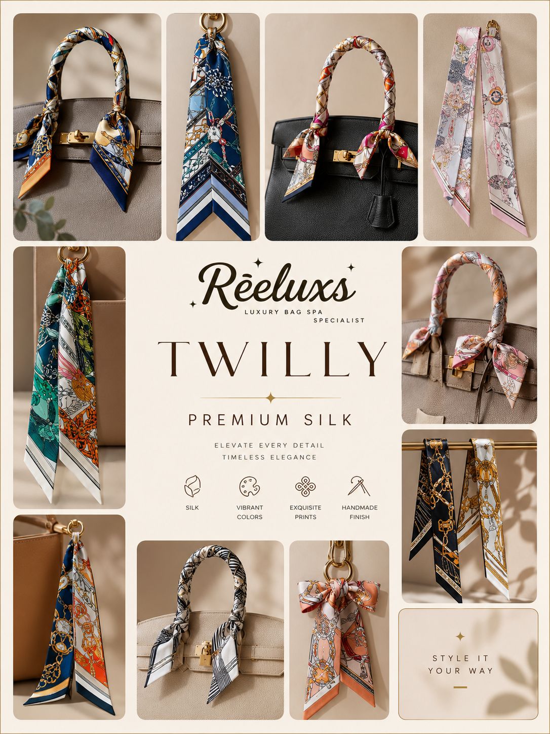 REELUXS Silk Twilly – Versatile Elegance in Every Thread 3 REELUXS Silk Twilly – Versatile Elegance in Every Thread - Image 3