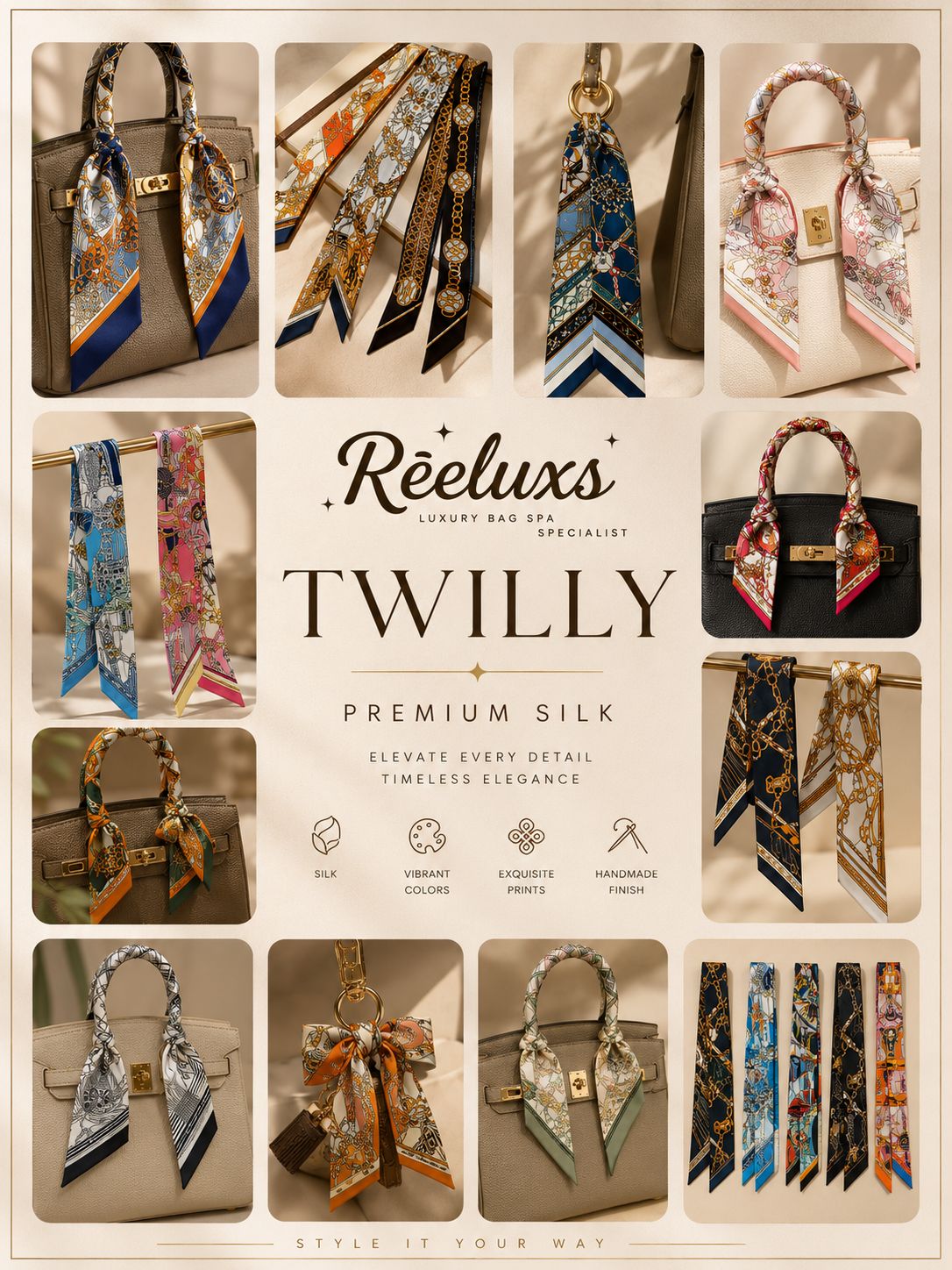 REELUXS Silk Twilly – Versatile Elegance in Every Thread 4 REELUXS Silk Twilly – Versatile Elegance in Every Thread - Image 4
