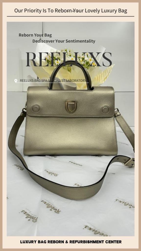 Christian Dior Diorever Bag Metallic Gold Color Faded Leather Scratches & Peeling… — frame 2
