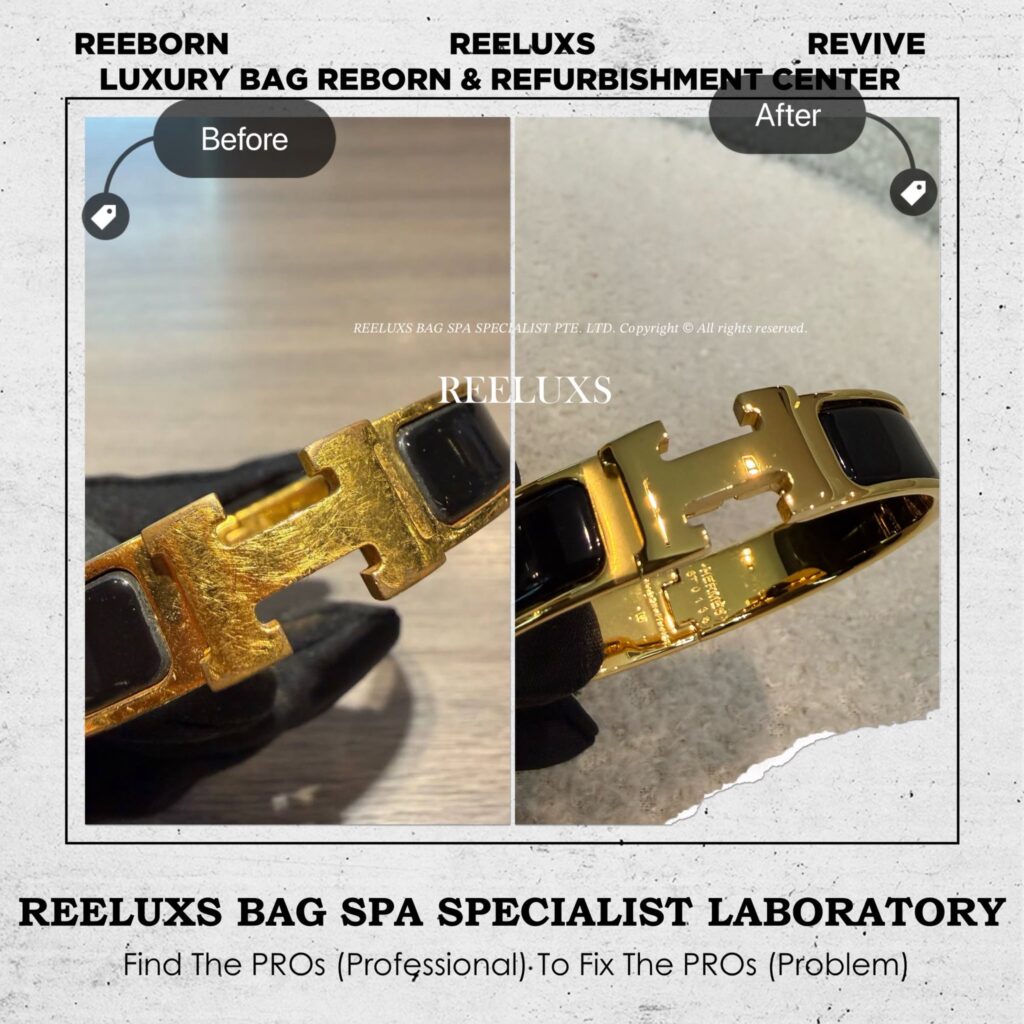 Clic h Bracelet Deep Puncture Metal Scratches Metal Tarnish 24 K Gold… — frame 1