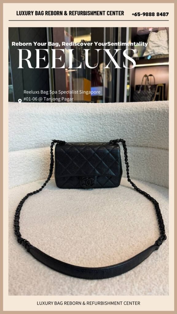 Caviar Incognito Mini Square Flap Bag Scratch Repair Chain Leather & Logo… — frame 2