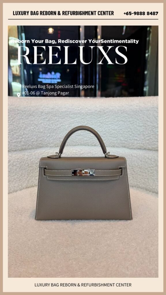 Mini Kelly II Etoupe Epsom Leather Handbag Scratches on Leather Scratches — frame 3