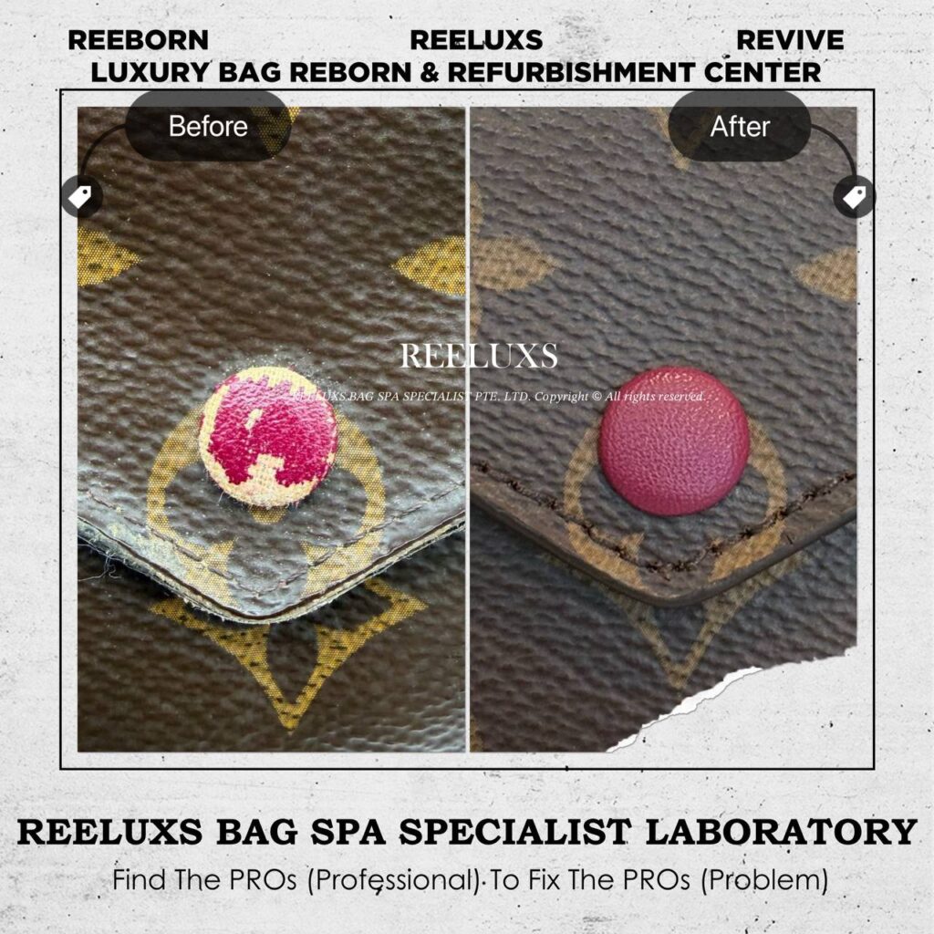 Monogram Victorine Wallet Button Inner Lining Oil Edge Oxidation — frame 1
