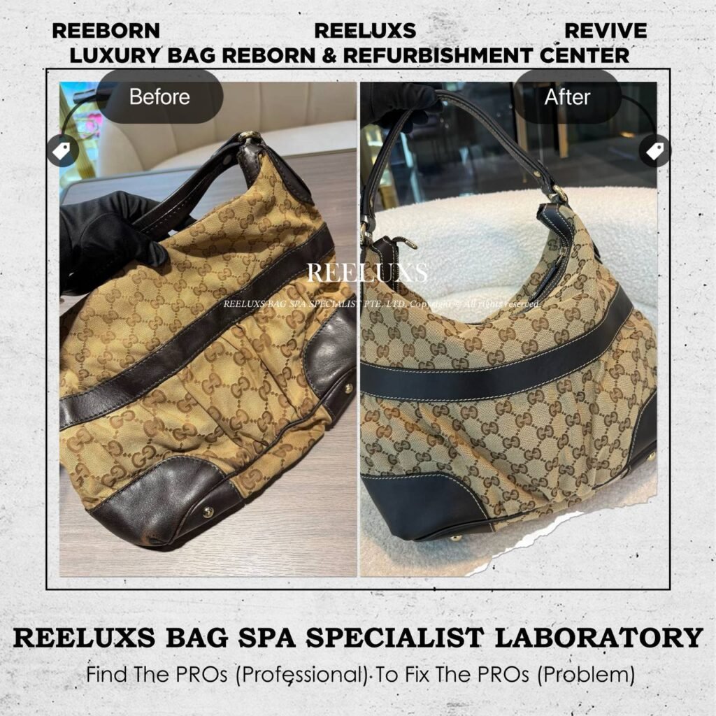 GG Canvas Hobo Bag Fabric Discoloration Leather Peeling Fabric Reburbishment Leather — frame 1