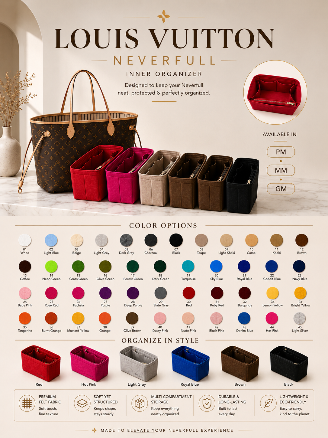 REELUXS Organizer - Louis Vuitton Neverfull Size Guide 5 REELUXS Organizer - Louis Vuitton Neverfull Size Guide - Image 5