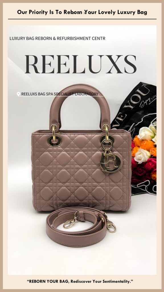 Blush Pink Cannage Lady Dior Leather Scratch Corner Faded — frame 2