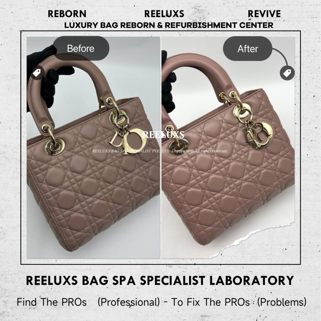 Blush Pink Cannage Lady Dior Leather Scratch Corner Faded — frame 1