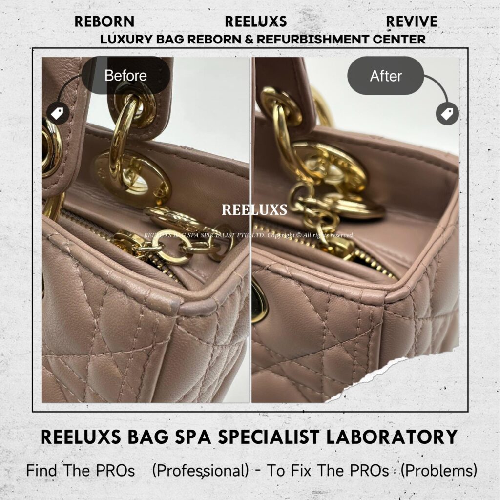 Blush Pink Cannage Lady Dior Leather Scratch Corner Faded — frame 4