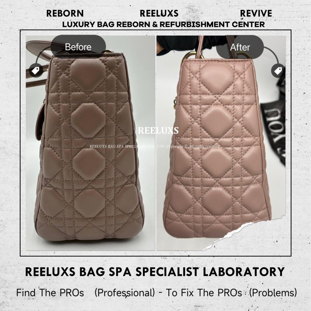 Blush Pink Cannage Lady Dior Leather Scratch Corner Faded — frame 3