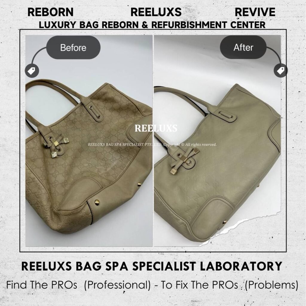 Light Green Gucci Guccissima Princy Tote Bag Color Fading Handle Cracking Oil… — frame 1