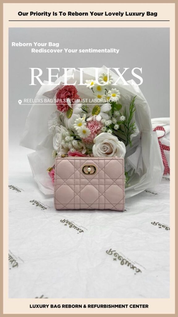 Jolie Dahlia Wallet Pink Quilted Lambskin Color Faded Corner Peeling Leather Scratches — frame 2
