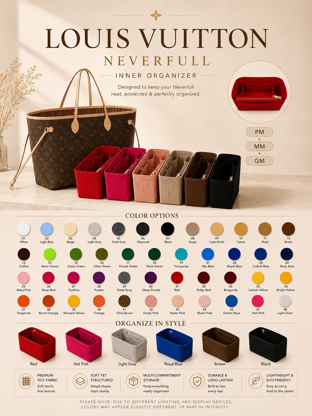 REELUXS Organizer - Louis Vuitton Neverfull Size Guide 2 REELUXS Organizer - Louis Vuitton Neverfull Size Guide - Image 2